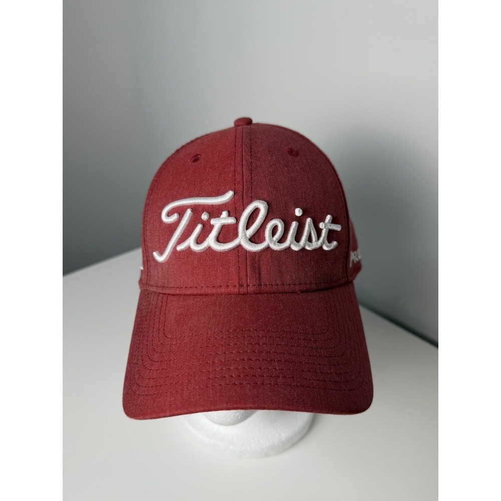 Titleist‎ Pro V1 FJ Red Golf Hat Small/Medium Embroidered Logo Foot Joy A-Flex